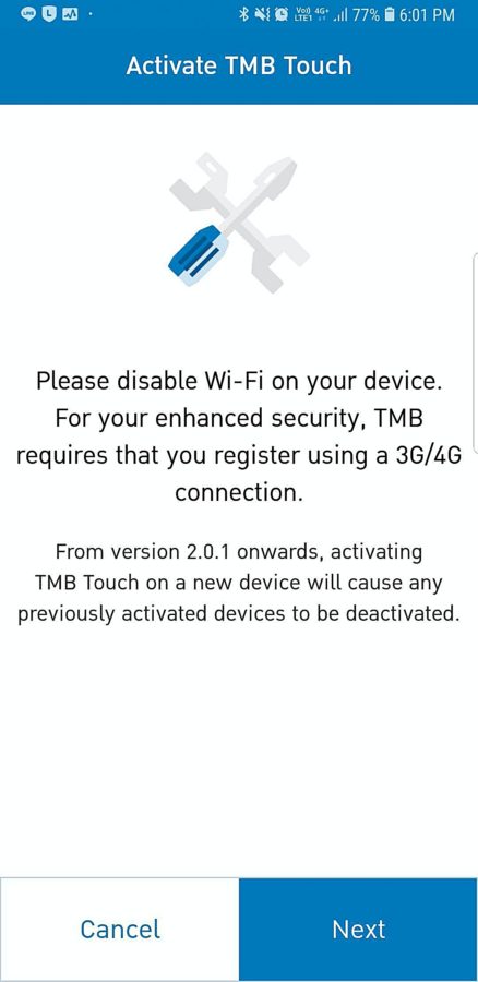 TMB Touch ปิด Wi-Fi